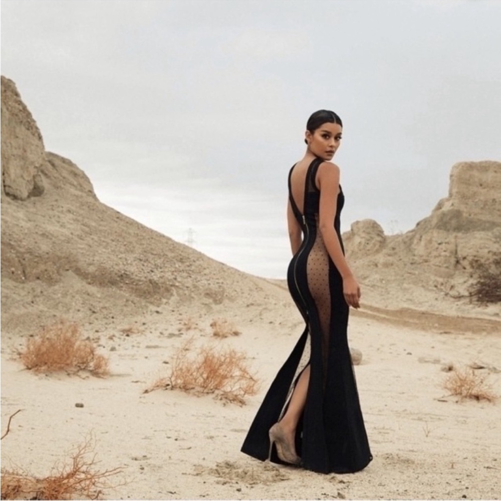 House of CB ‘Margaux’ bandage and mesh maxi dress NWOT - Picture 5 of 9